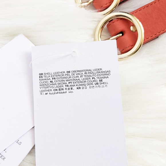 & Other Stories Coral Orange Suede Leather & Rope Double Buckle Belt | Size M - Picture 9 of 14